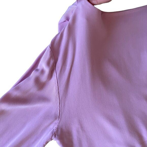 EUC ASOS Design Pink Long Sleeve Gathered Drape Front Top - Picture 10 of 11